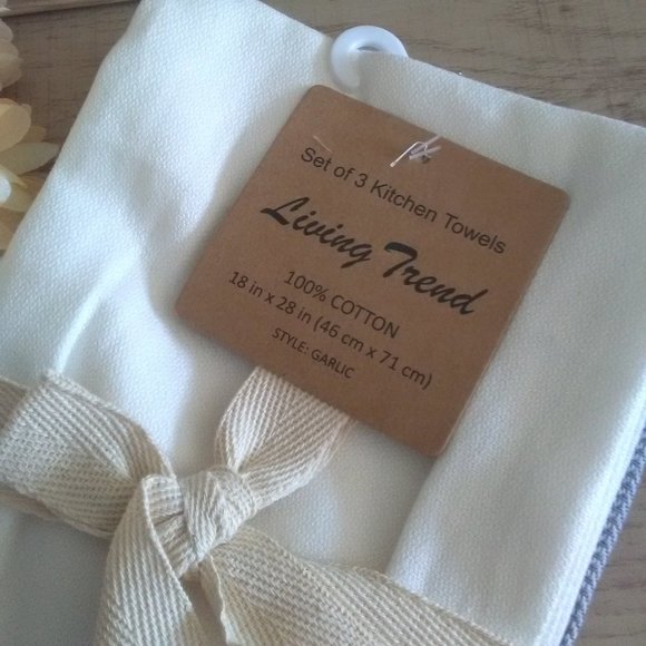 NWT Farmhouse Neutral Kitchen Towels (Set of 3) - Picture 4 of 7
